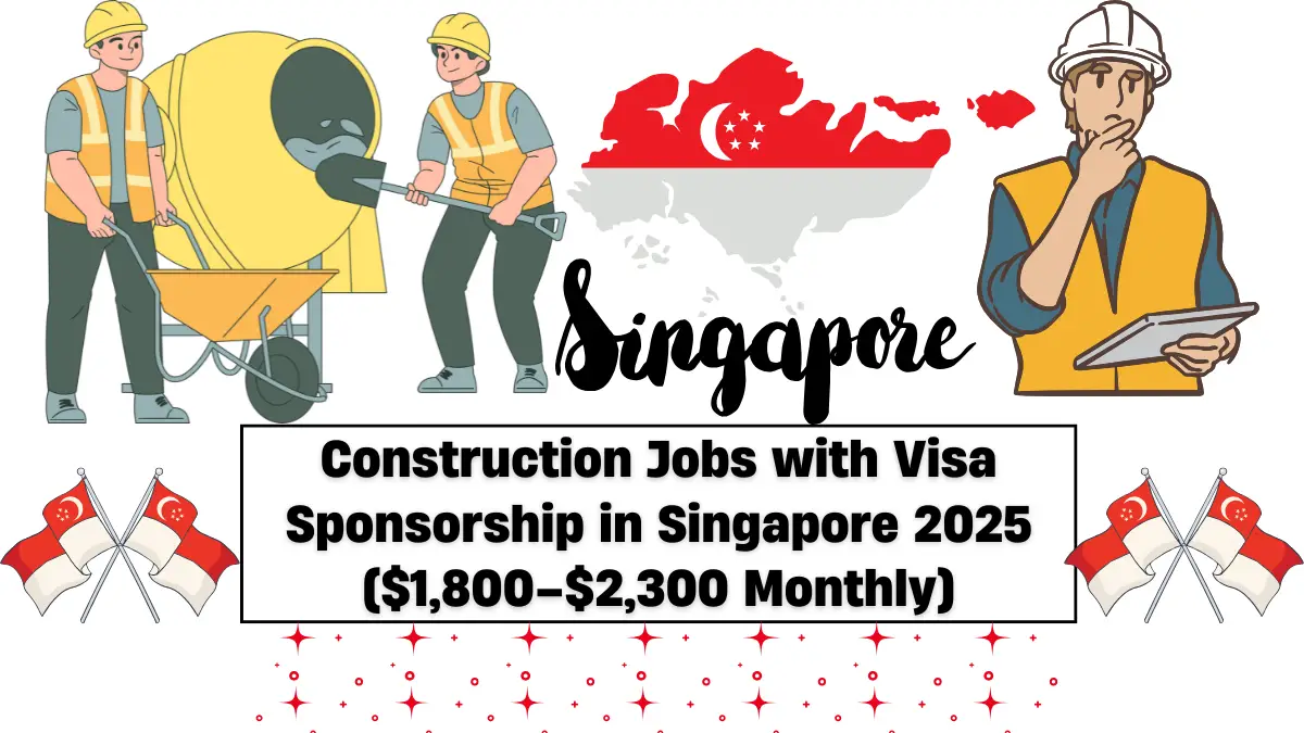 Construction Jobs with Visa Sponsorship in Singapore 2025 ($1,800–$2,300 Monthly)